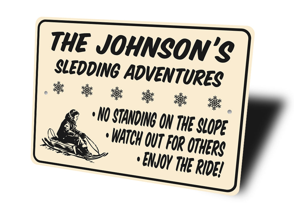 Custom Family Sledding Adventures Sign