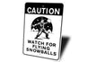 Caution Flying Snowballs Christmas Sign