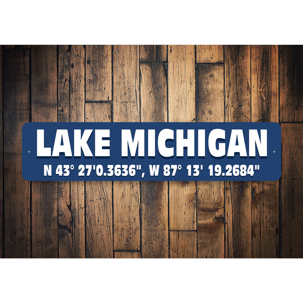 Lake Michigan Coordinates Sign
