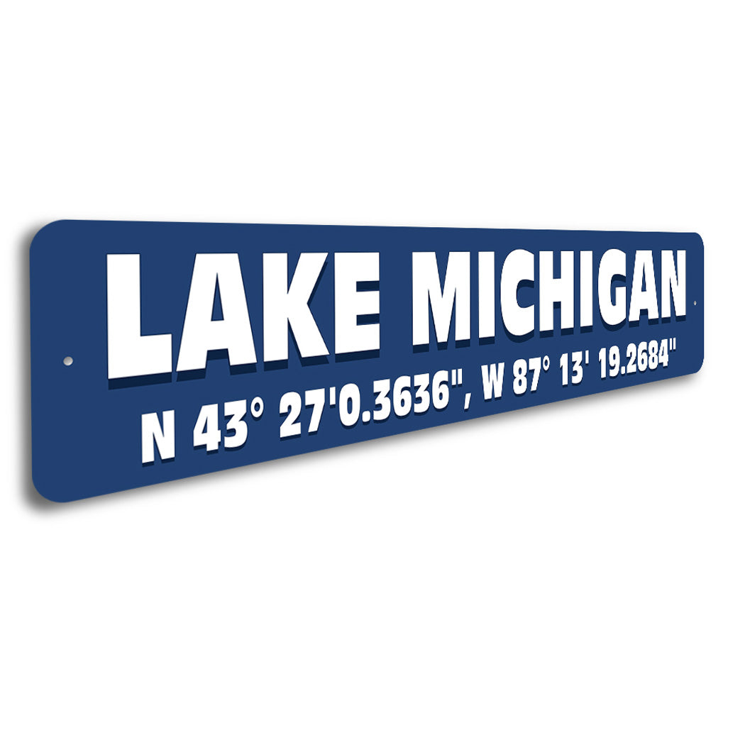 Lake Michigan Coordinates Sign