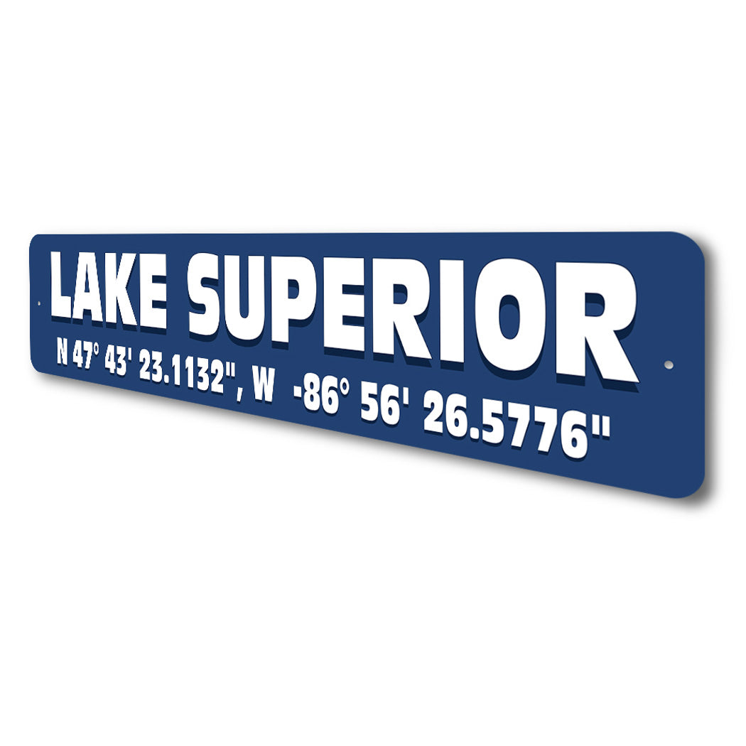 Lake Superior Coordinates Sign