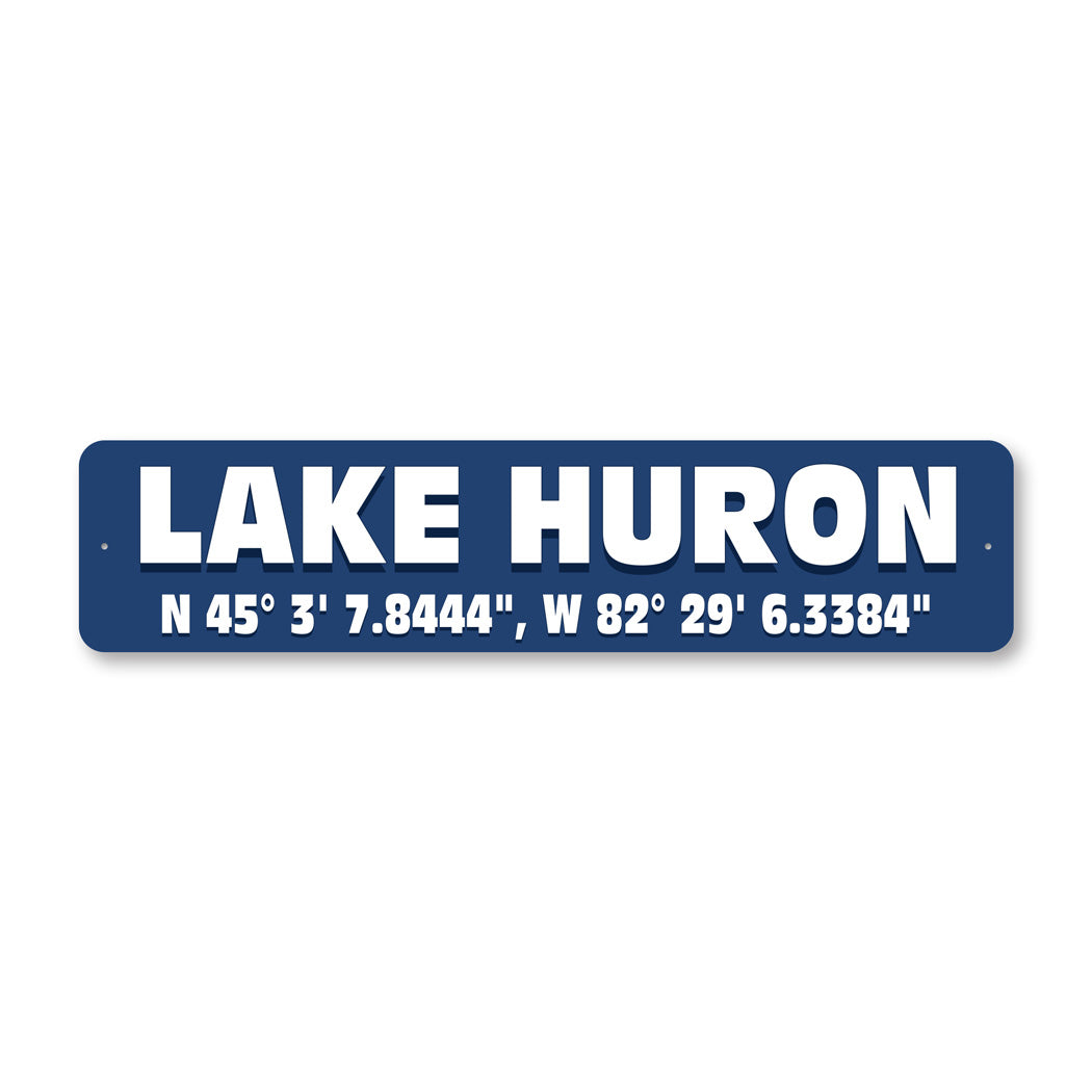 Lake Huron Coordinates Sign