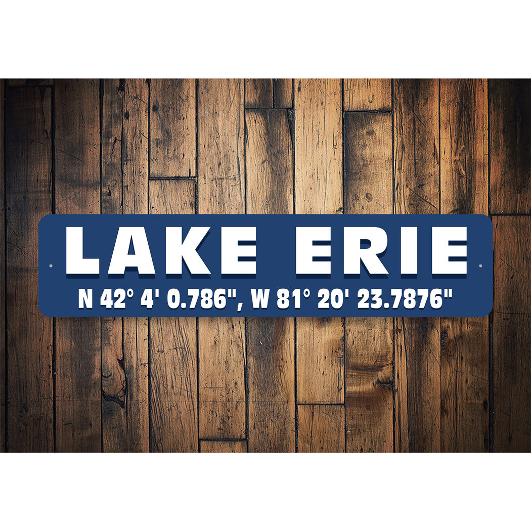 Lake Erie Coordinates Sign