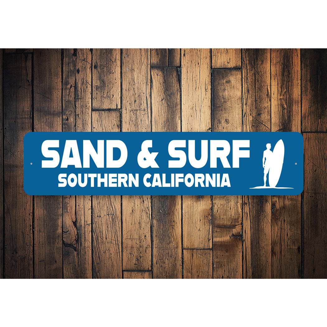 Sand And Surf Southern California Surfing Sign
