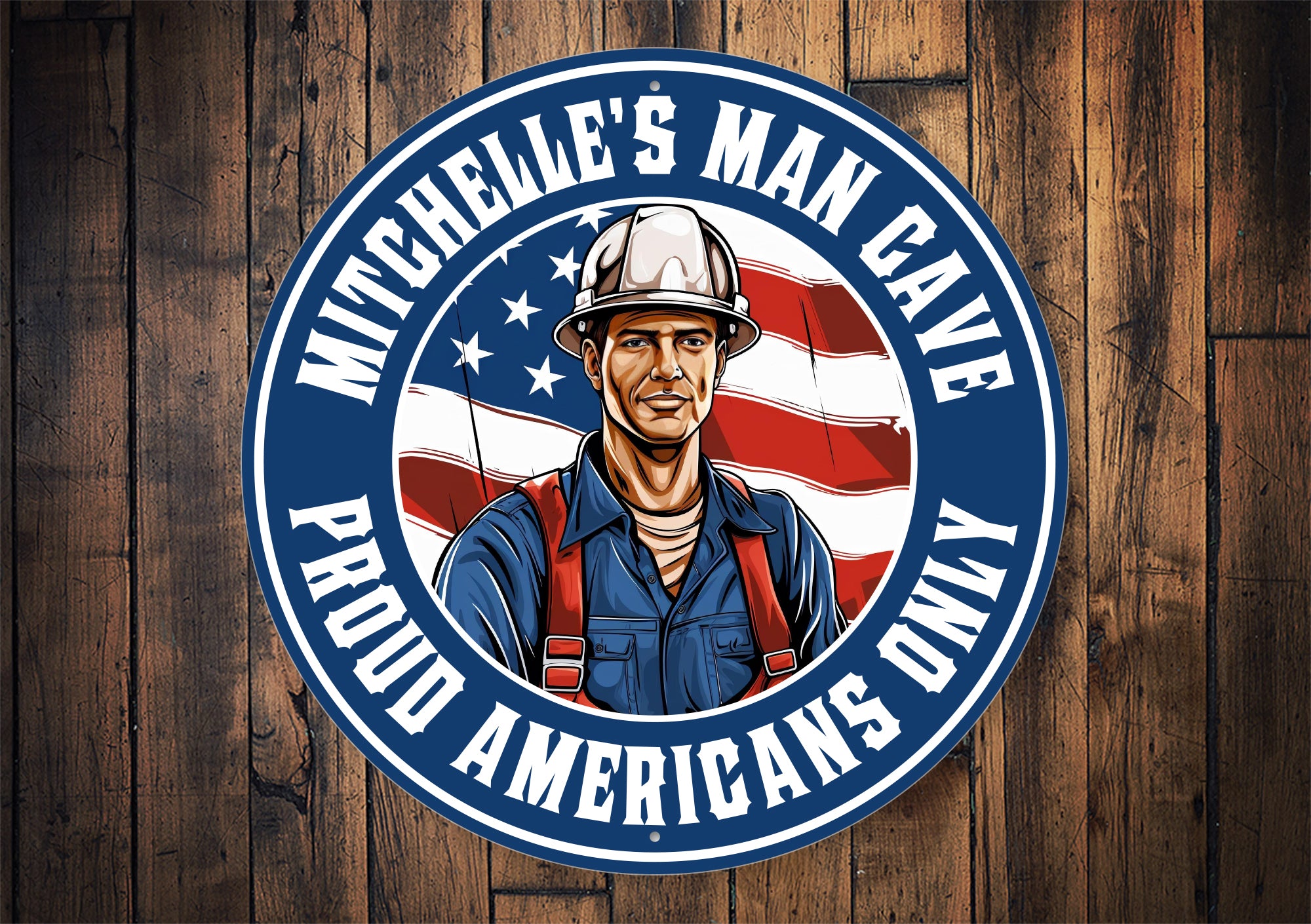 Personalized Proud American Man Cave Sign