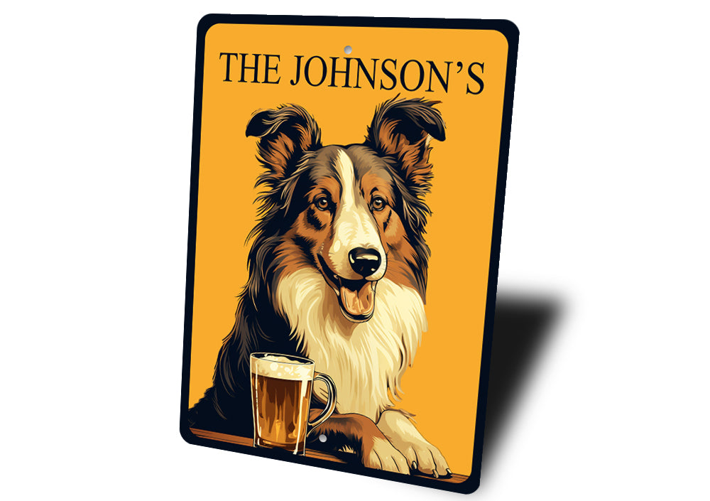 Personalized Collie Dog Bar Sign