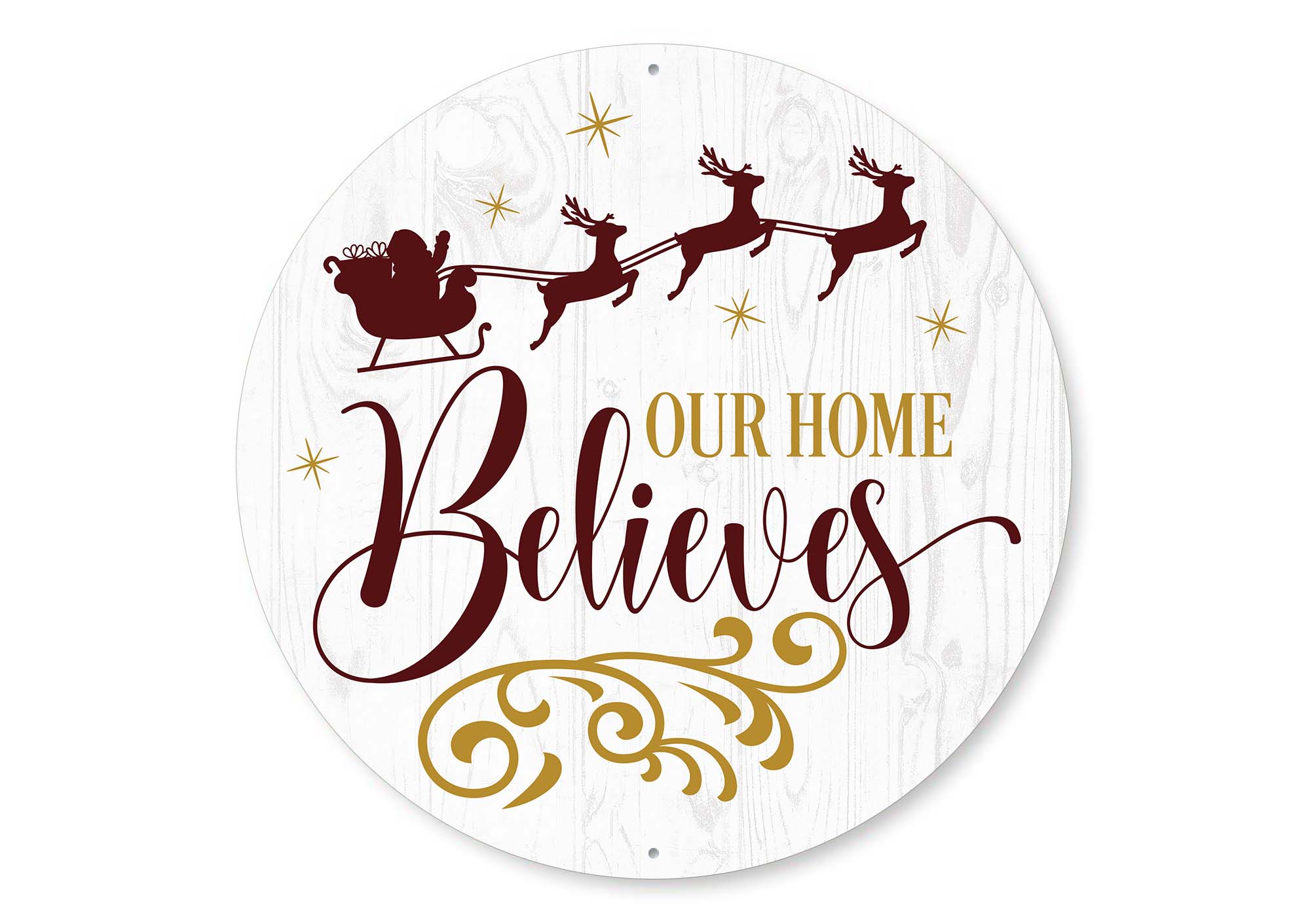 Our Home Believes Santa Reindeer Sleigh Sign