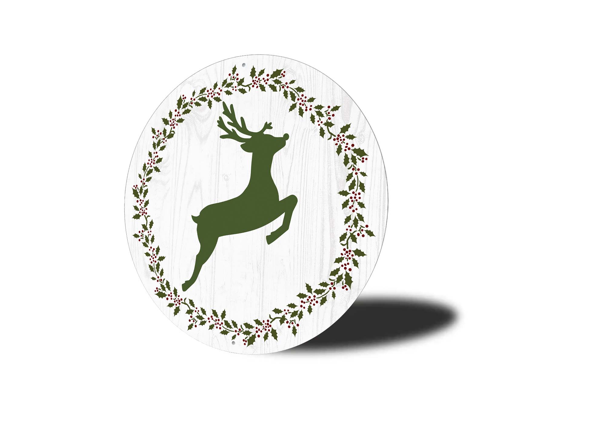 Reindeer Wreath Round Christmas Sign