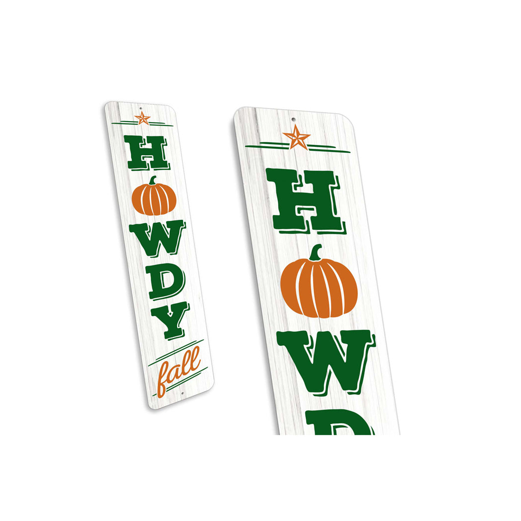 Howdy Fall Pumpkin Metal Sign