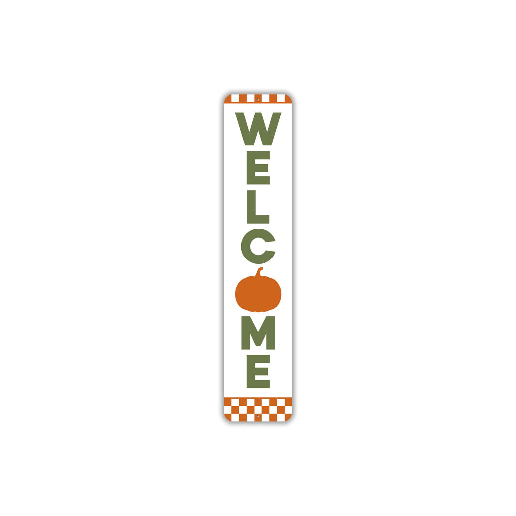 Welcome Pumpkin Halloween Metal Sign