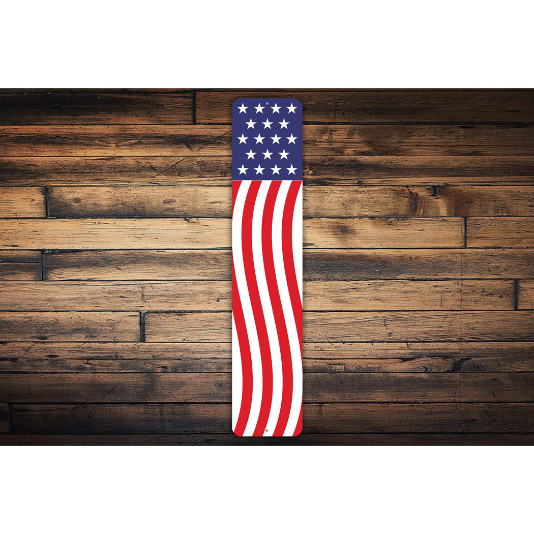 American Wavy Flag Design Sign