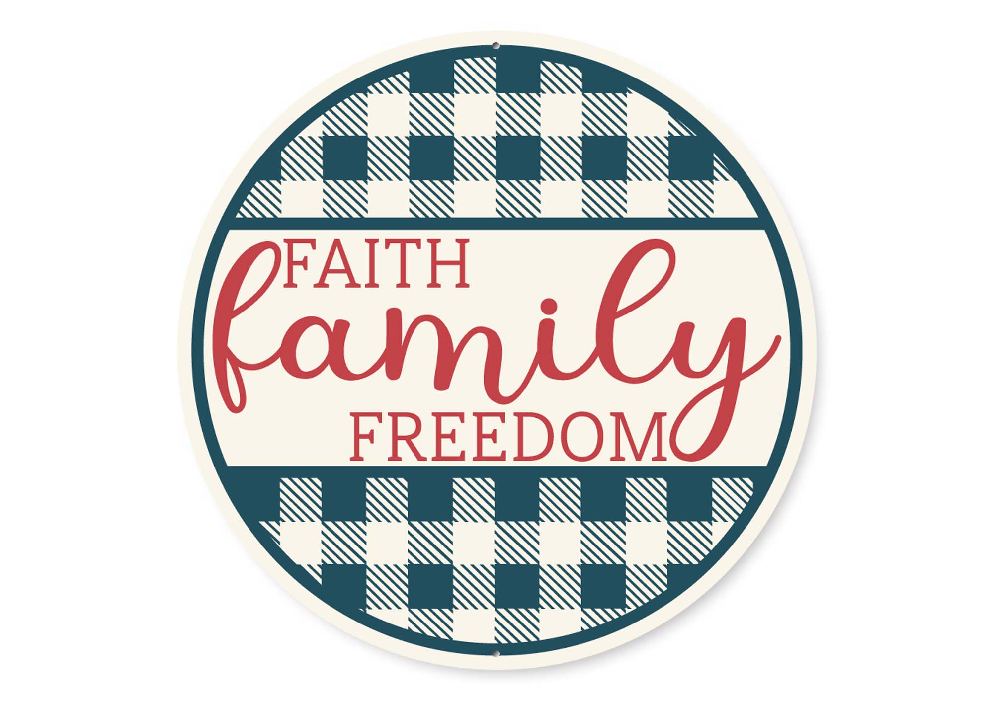Faith Family Freedom Plaid Pattern Sign