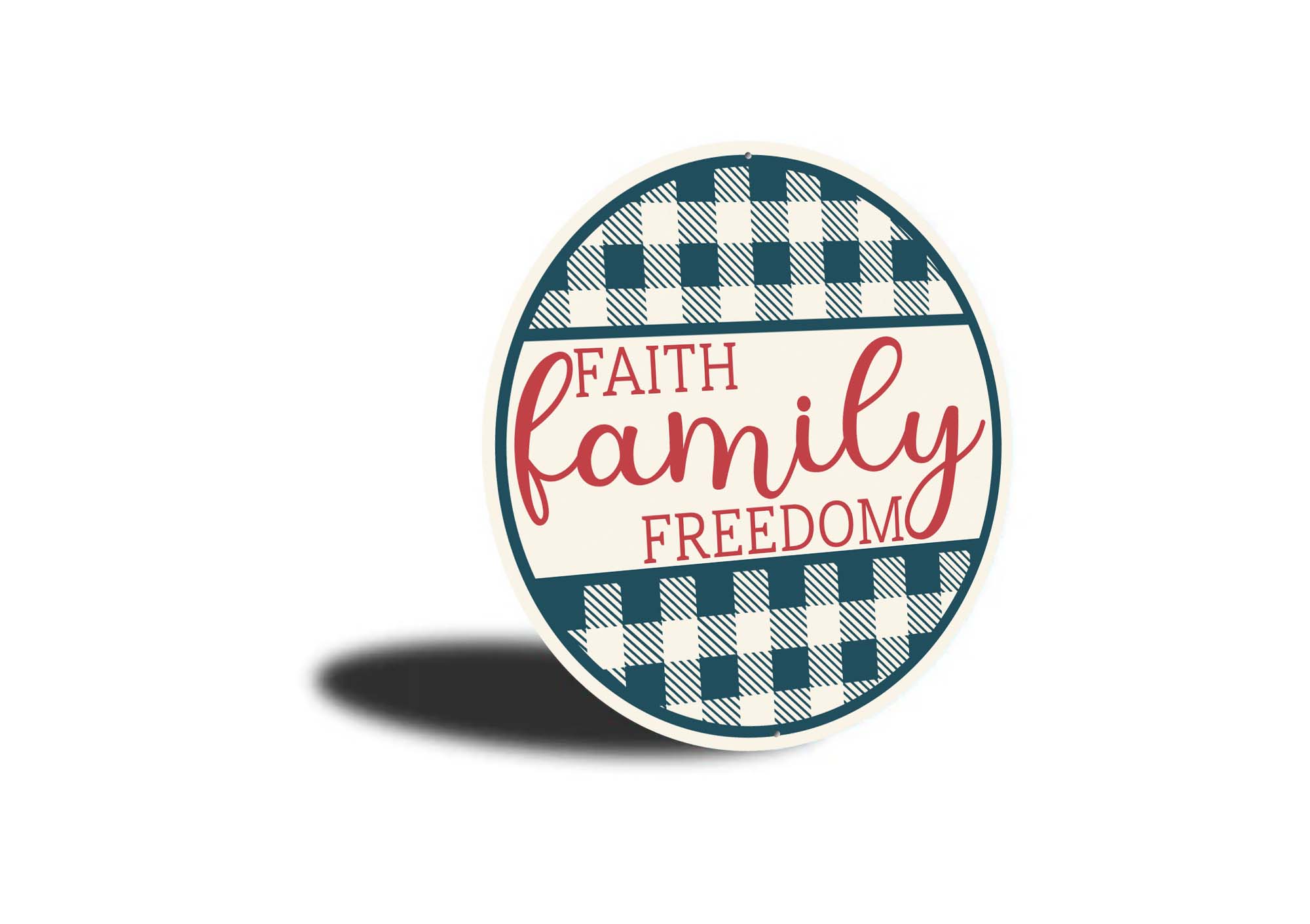 Faith Family Freedom Plaid Pattern Sign