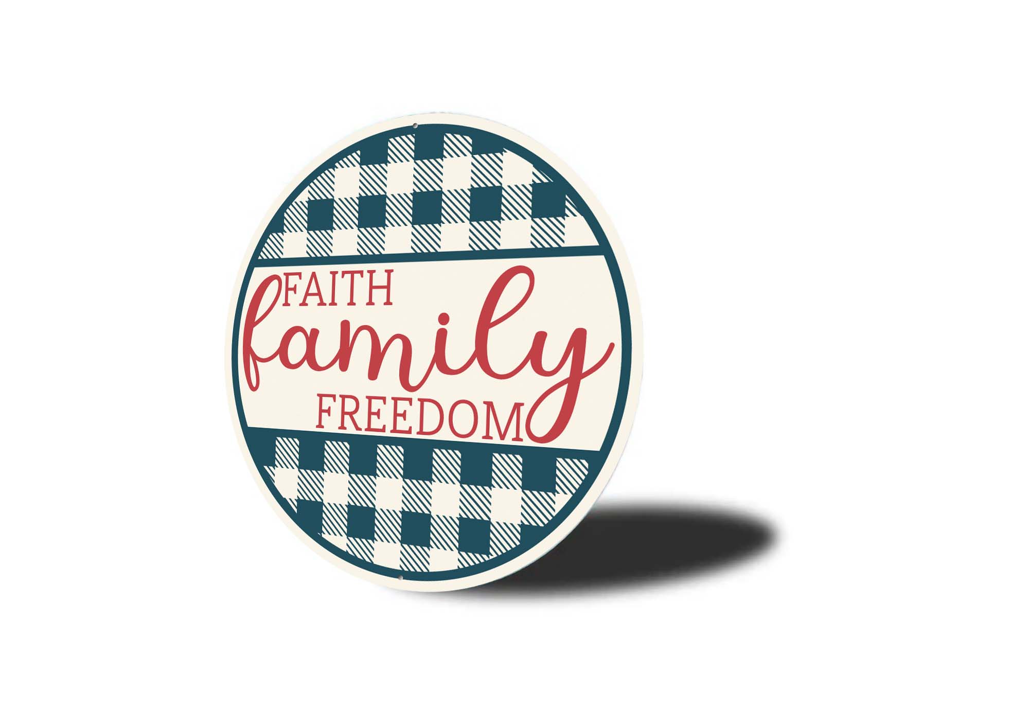 Faith Family Freedom Plaid Pattern Sign