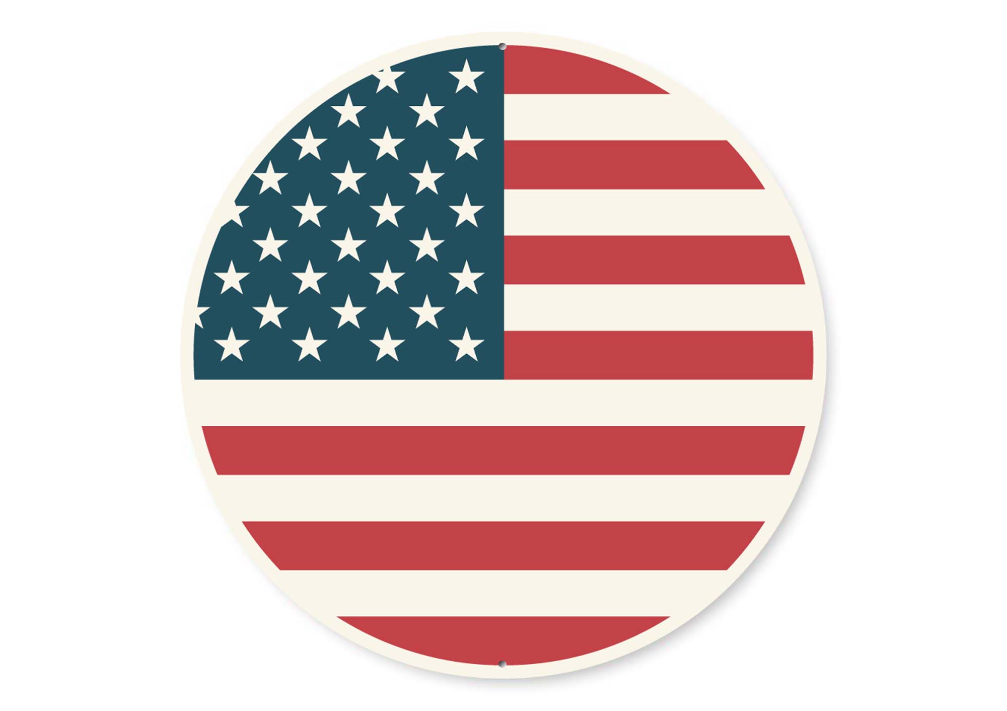 USA Flag Circular Metal Sign