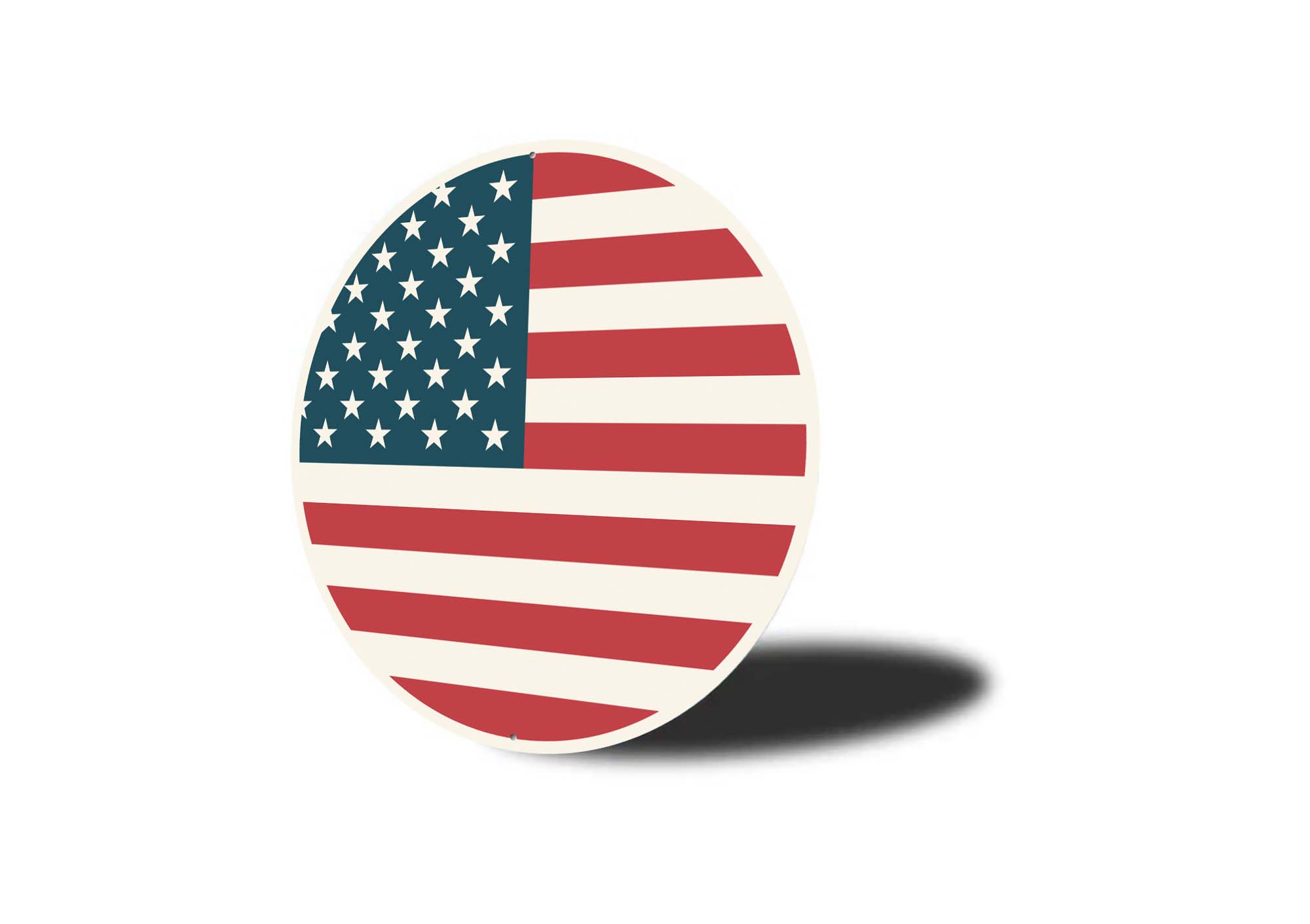 USA Flag Circular Metal Sign