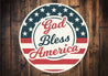 God Bless America Retro Round Sign