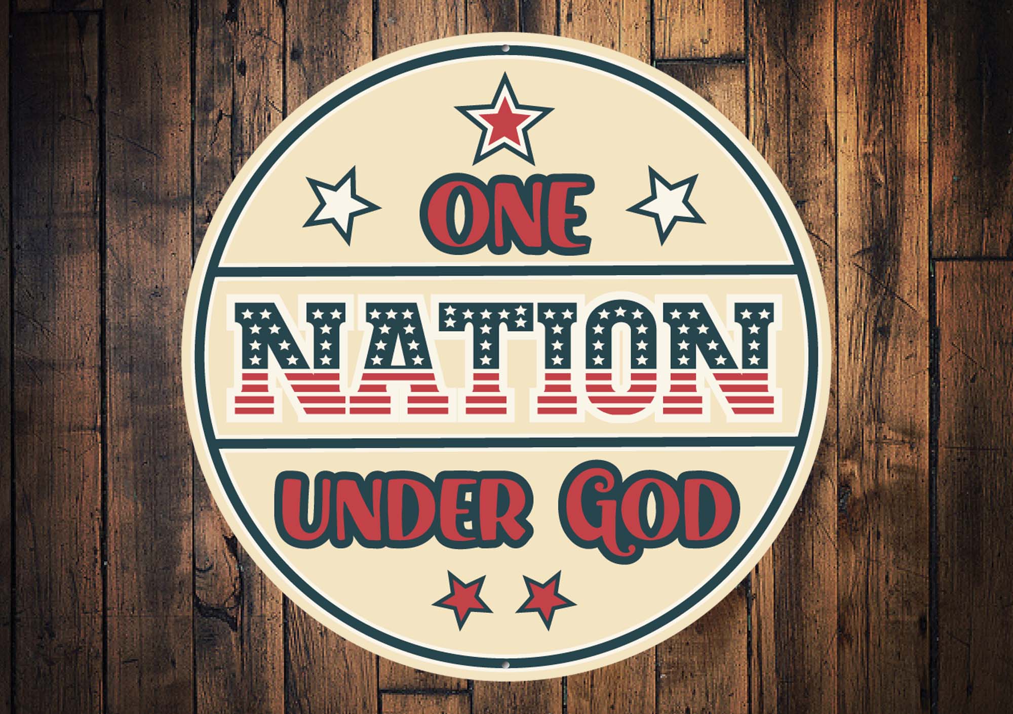 One Nation Under God USA Flag Sign