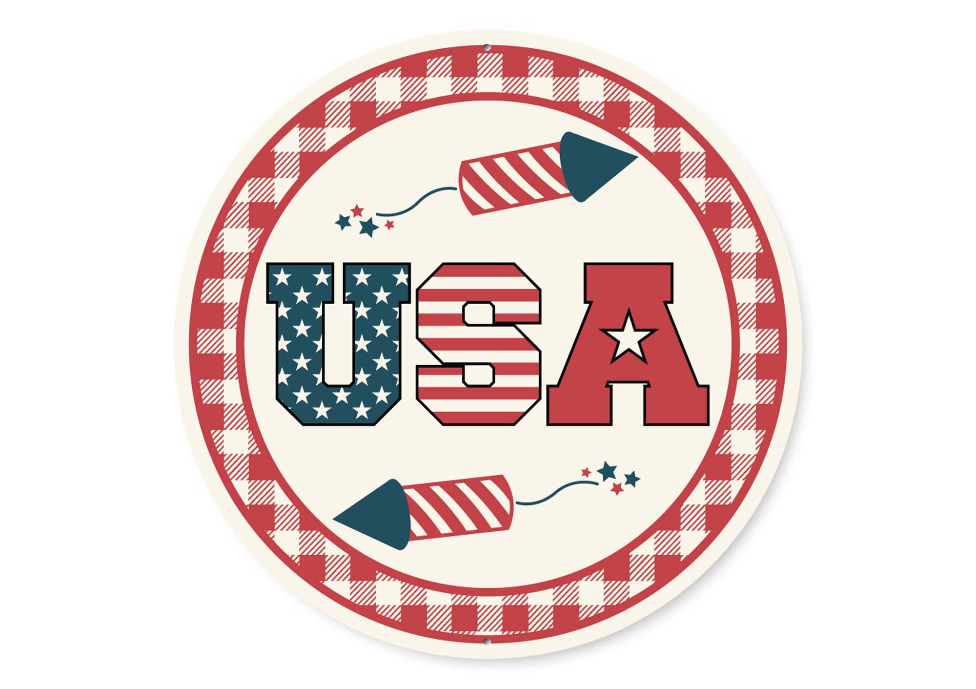 USA Flag Fireworks Circular Sign