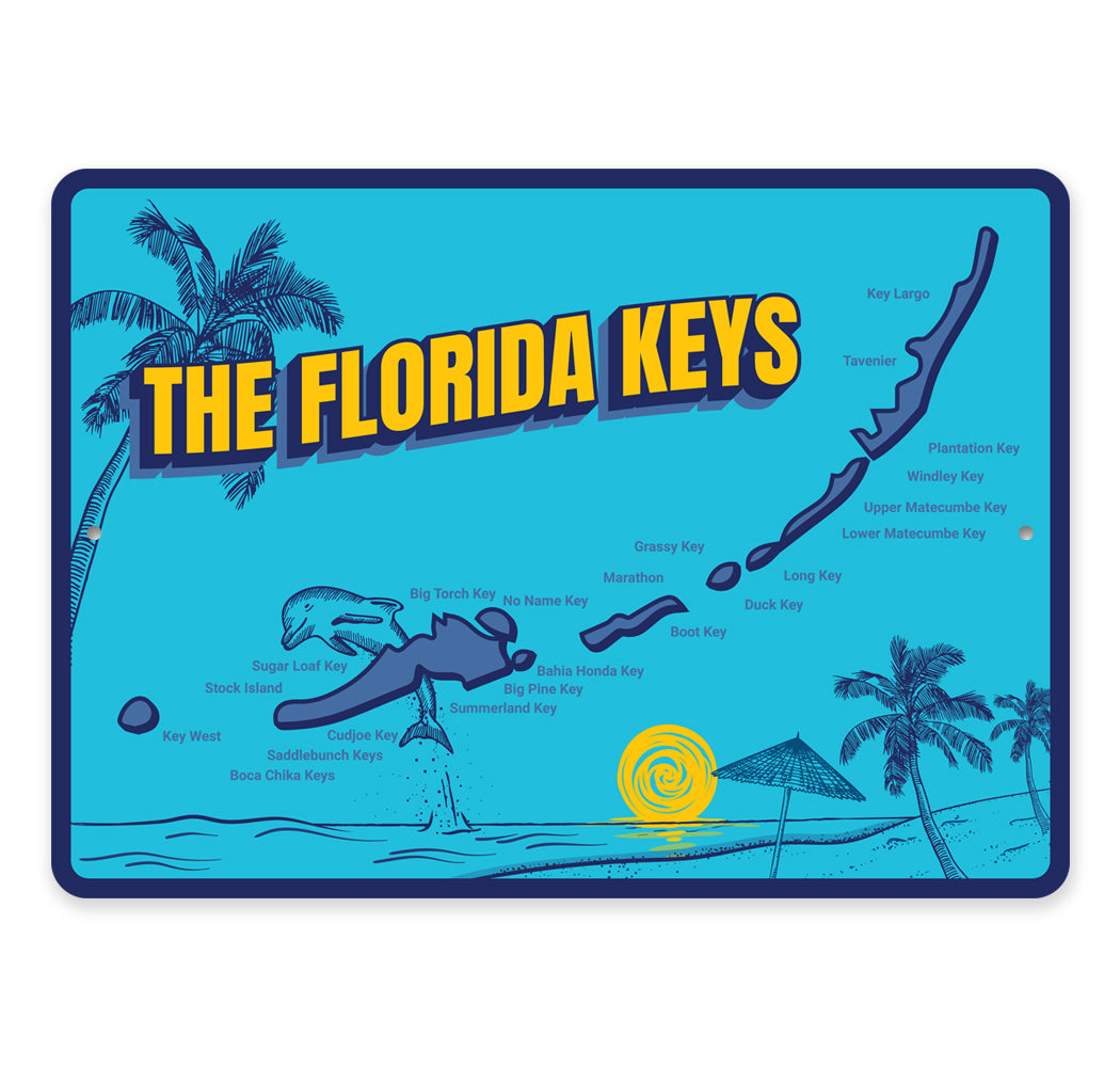 The Florida Keys Map Sign, Beach House Sign