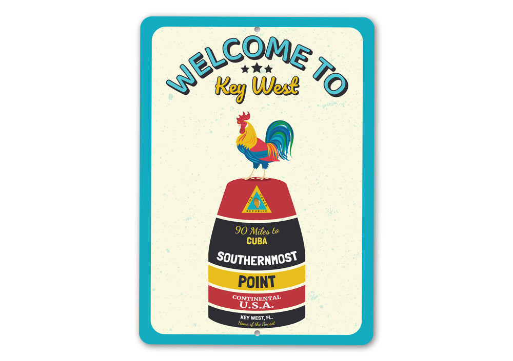 Aluminum Beach Signs Key West Rooster Buoy Sign Novelty Metal Signage ...