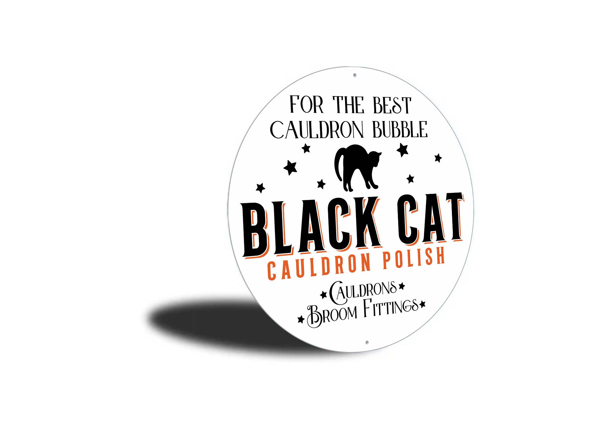 Black Cat Cauldron Polish Halloween Sign