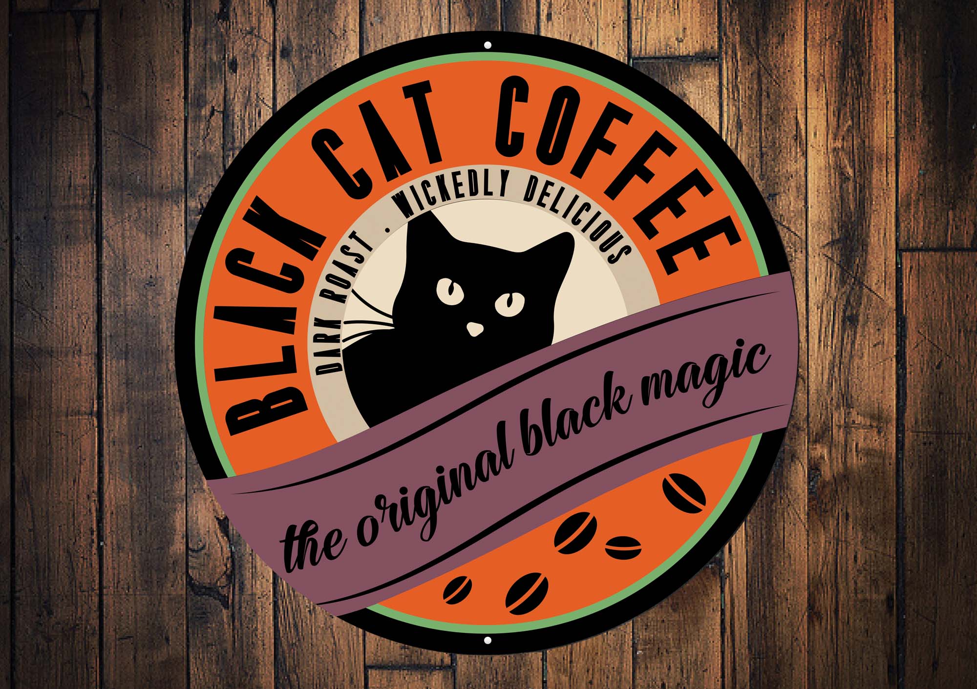 Black Cat Coffee Black Magic Halloween Sign
