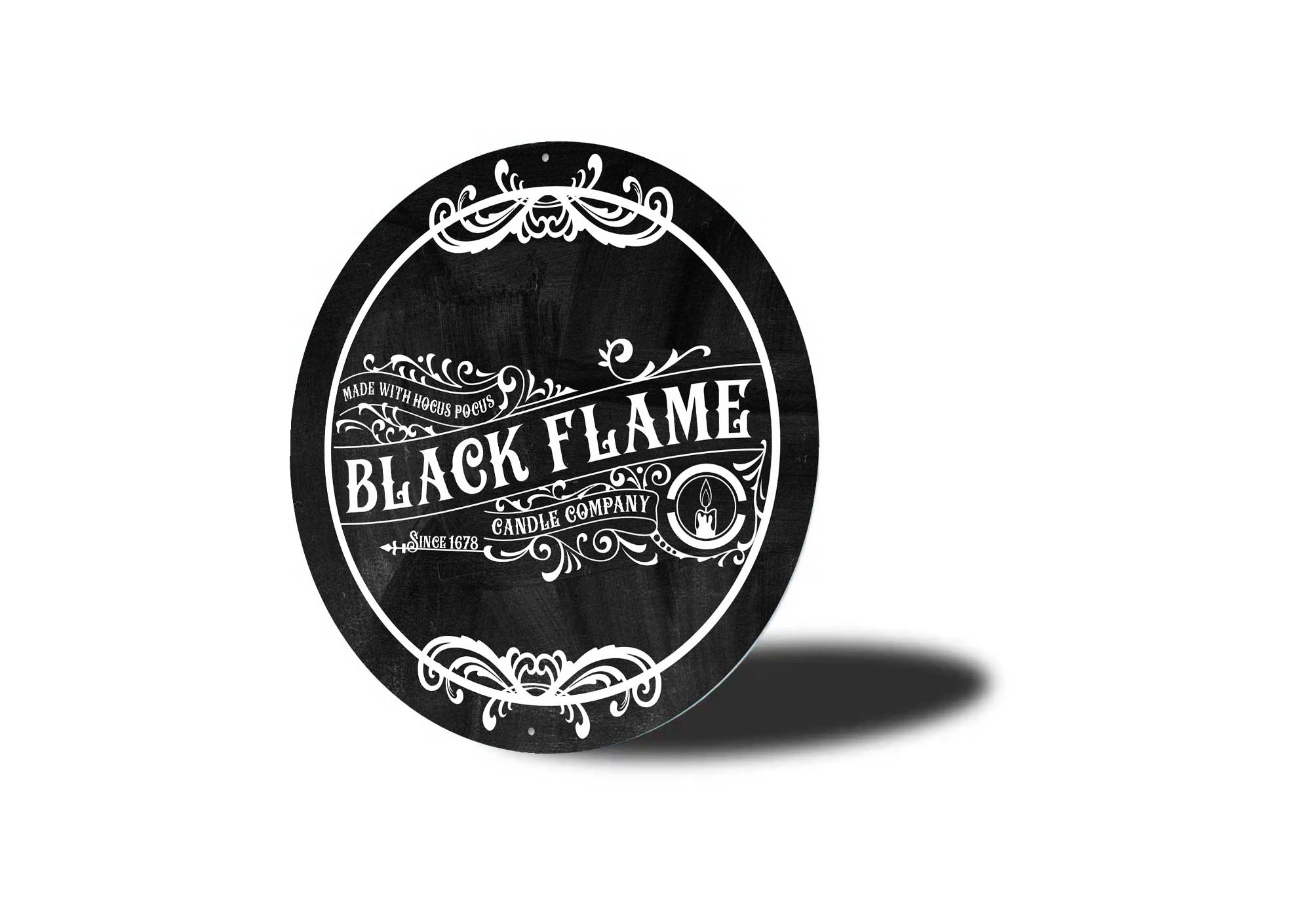Black Flame Candle Halloween Sign