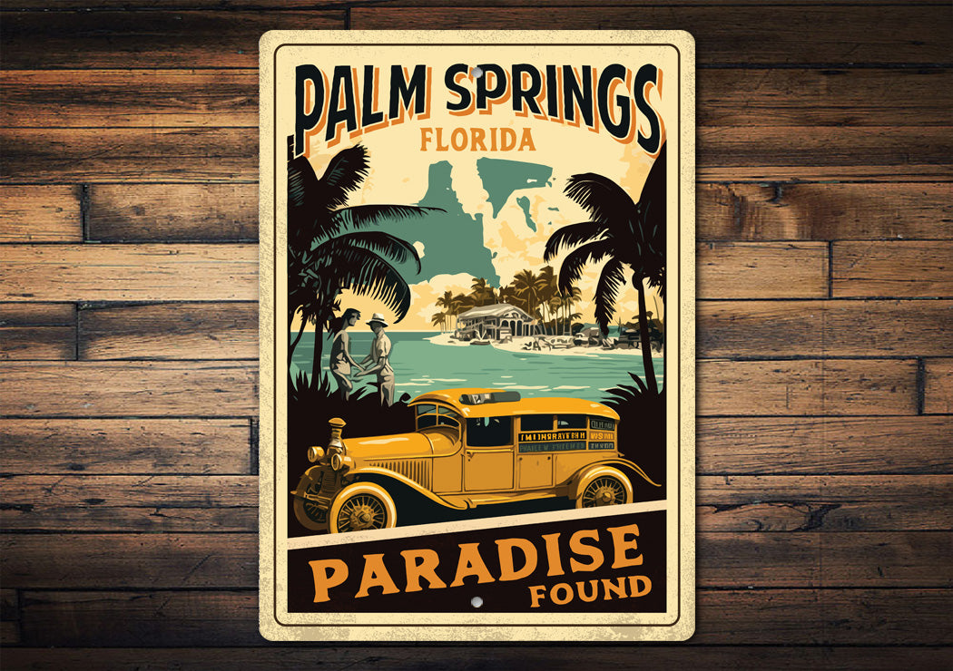 Palm Springs Florida Vintage Car Sign