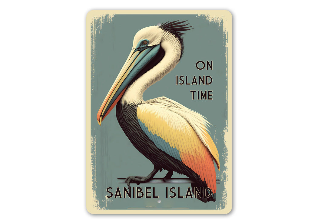 Pelican On Island Time Sign