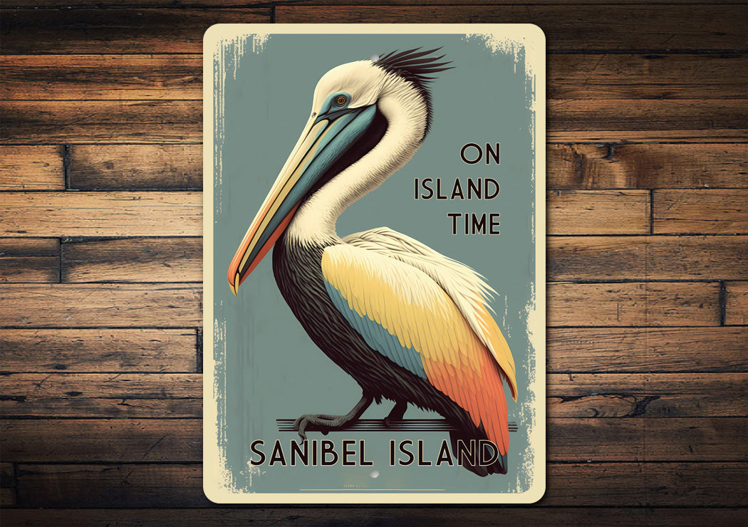 Pelican On Island Time Sign