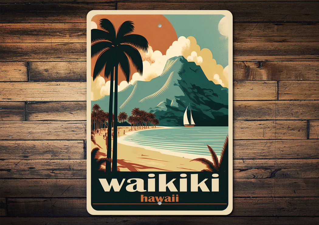Waikiki Hawaii Beach Sign