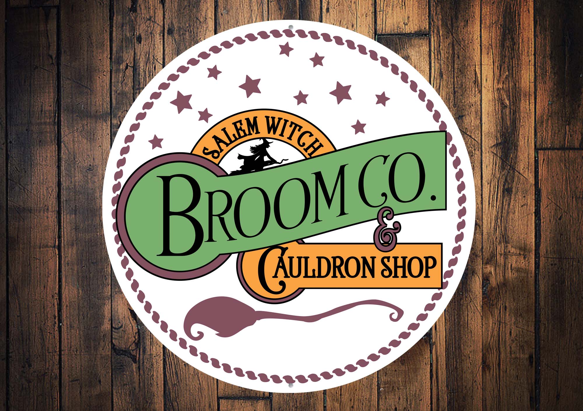 Salem Broom Co Cauldron Shop Halloween Sign
