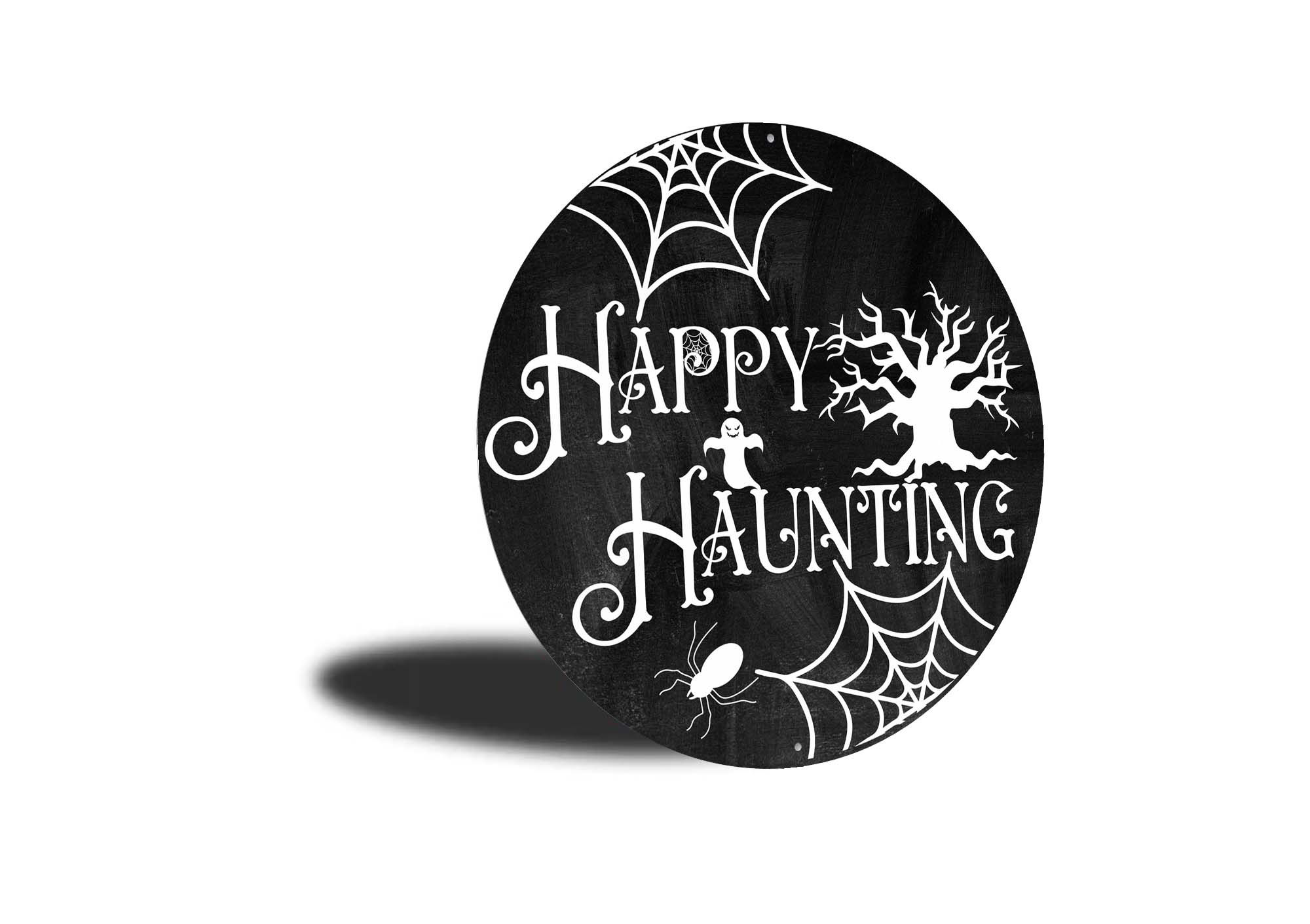 Happy Haunting Spider Web Halloween Sign