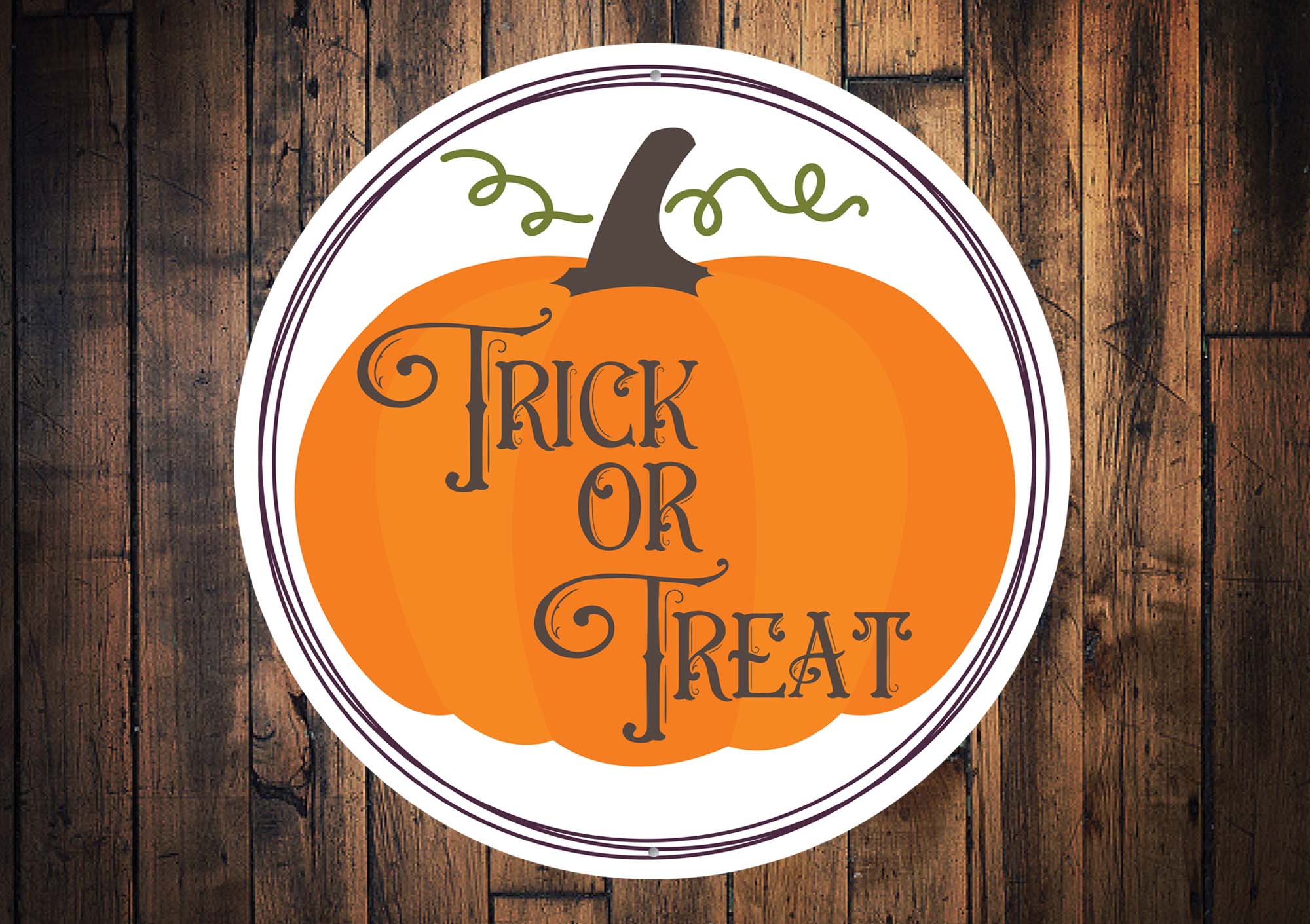 Trick Or Treat Pumpkin Halloween Sign