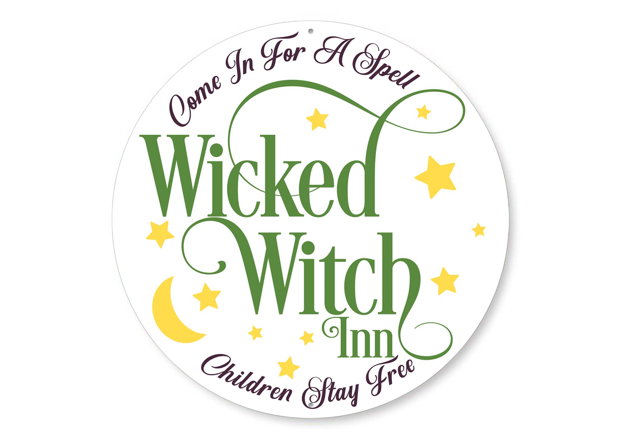 Wicked Witch Inn Round Halloween Sign
