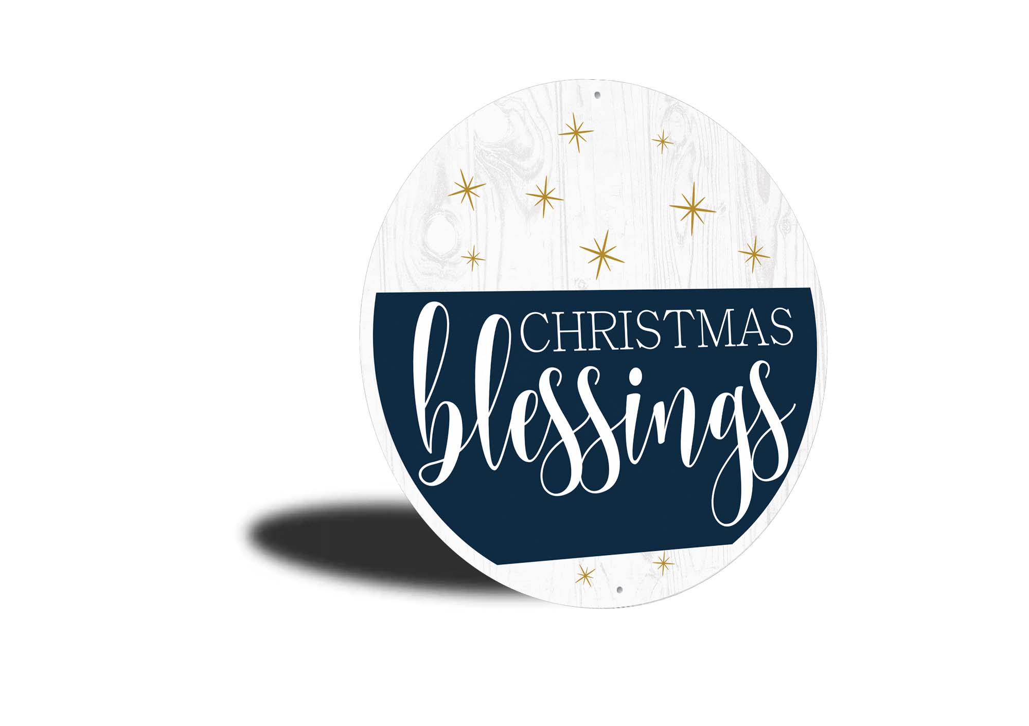 Christmas Blessings Round Metal Sign