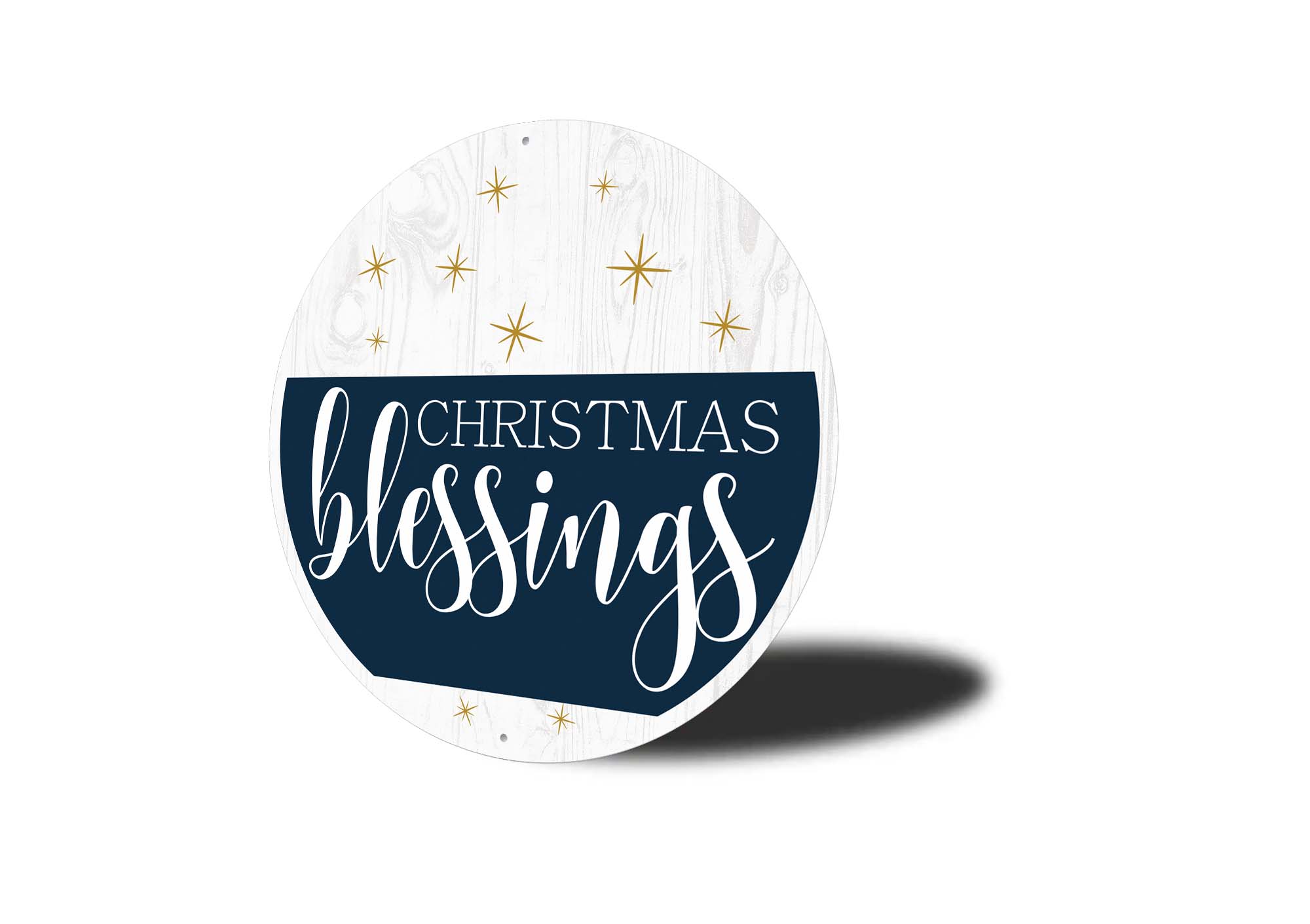 Christmas Blessings Round Metal Sign