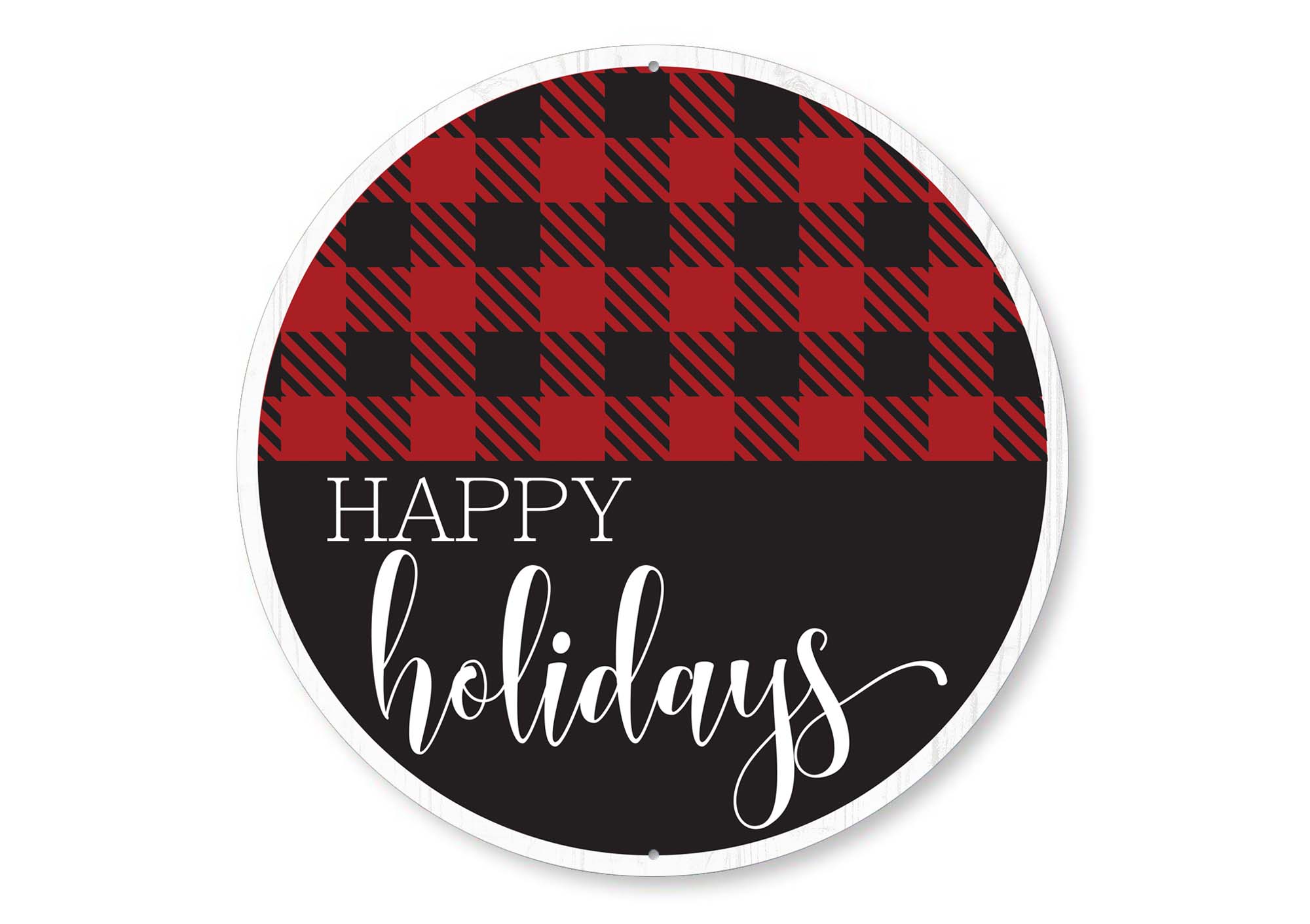 Happy Holidays Plaid Pattern Christmas Sign