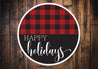 Happy Holidays Plaid Pattern Christmas Sign